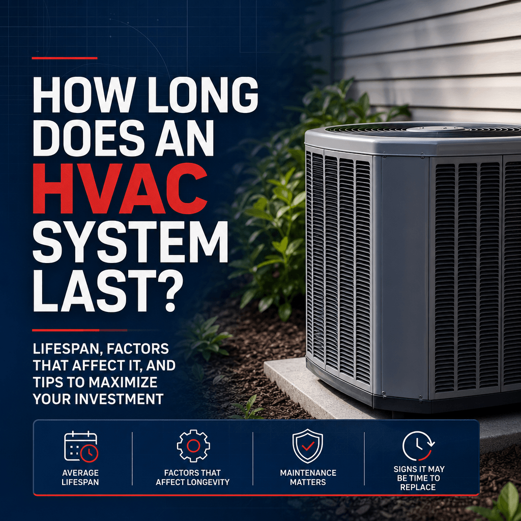 HVAC technician inspecting a heating and cooling system, illustrating how long an HVAC system lasts and the importance of maintenance.